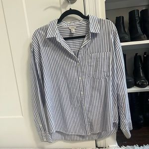 Forever 21 blue and white striped button down shirt